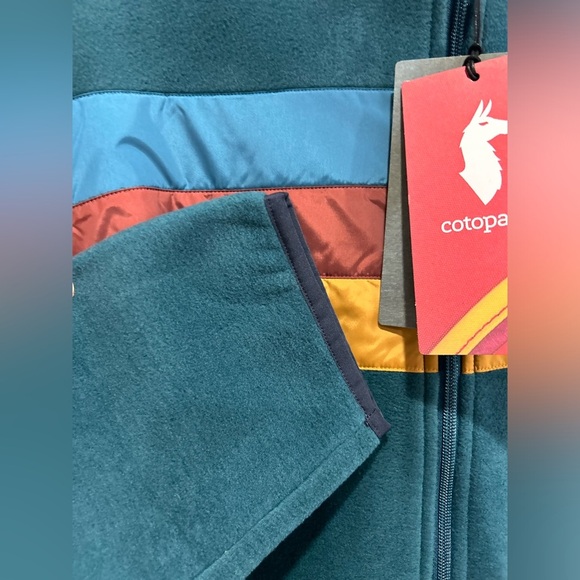 Cotopaxi Men's XL Teca Fleece Full-Zip Jacket Skyfire Blue Stripes Rust NWT - Picture 6 of 8
